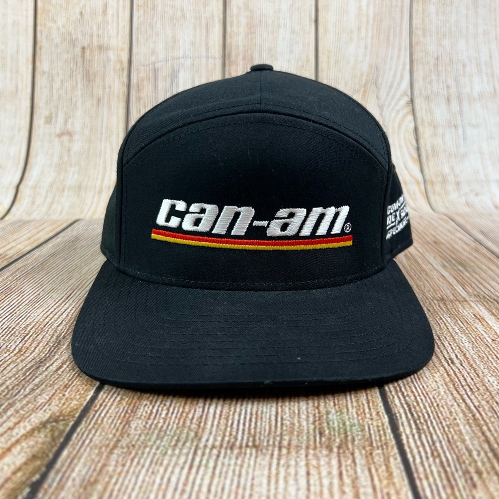 Can-am Side X Side 5 Panel Black Leather Strapback Richardson Hat